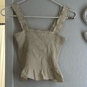 Polly Cream and tan crop tank top